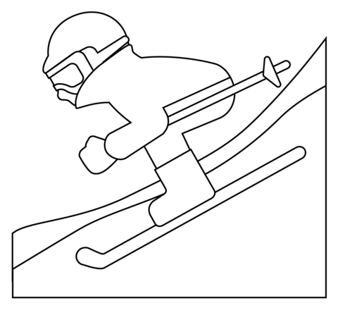 Skier Emoji Coloring Page